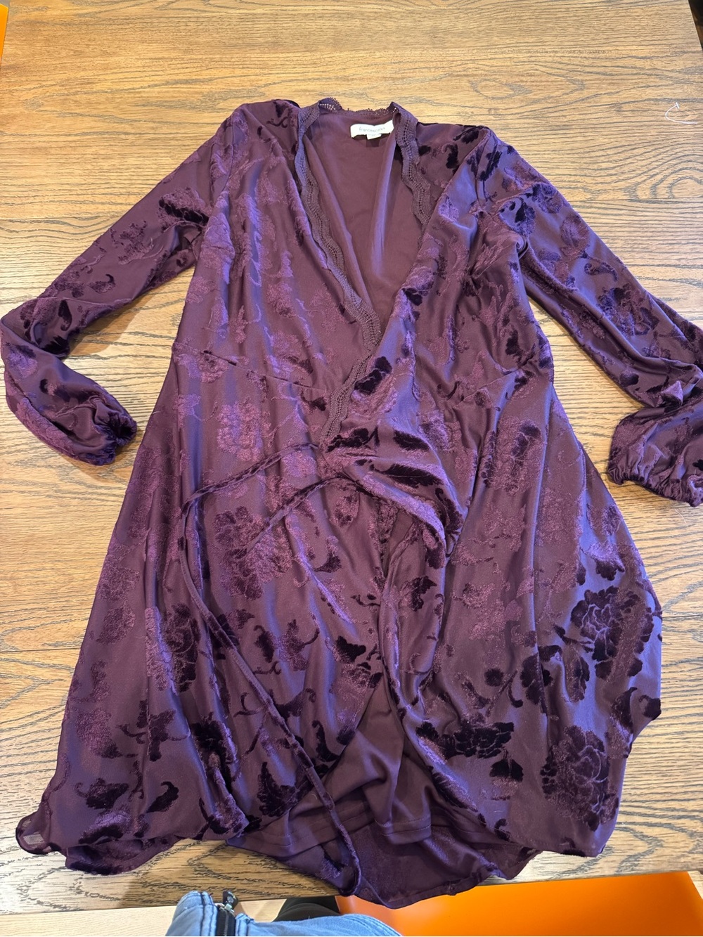 Francesca's Deep Plum Lace-Trim Cardigan